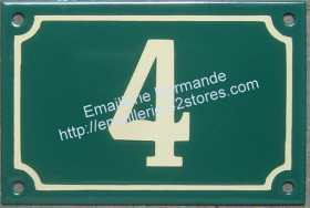 Numéro de rue émaillé chiffre et liseré ivoire 10x15cm